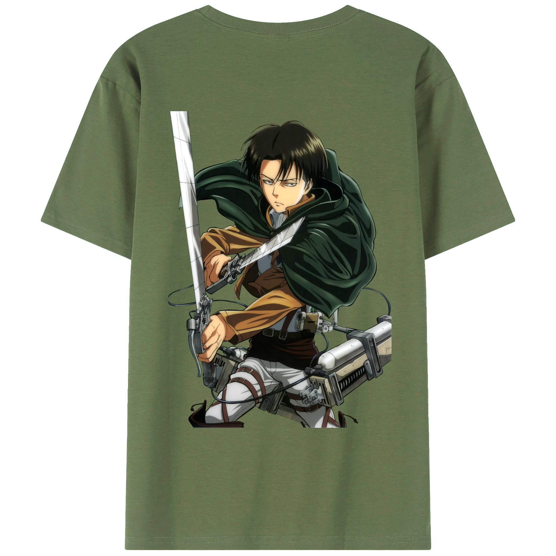 （画像用） 進撃の巨人 リヴァイ·アッカーマン Attack on Titan Levi Ackerman 綿100％ メンズ半袖Tシャツ（バックプリント） 通気性